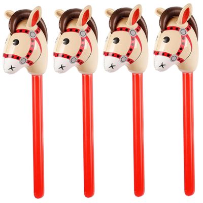 4 Pack Inflatable Stick Horse Red Inflatable Horse with Stick for Kids Fun Party Favor and Play Toy Balloon Balloon Blow Up H