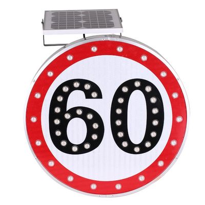 24" Solar Powered Solar Speed Limit Sign, LED Flashing Traffic Sign for Roadway, Waterproof Aluminum Traffic Signals (60)