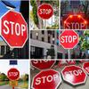 Auoriflex 24" Solar Stop Sign, Flashing Street Traffic Warning Sign, Aluminum Octagon Traffic Control Signs, Engineering Grade Reflective Film for Street Road School Parking Lot view 4