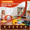 TAEMVV 15 Ft Dual Flexible Race Track for Kids, DIY Ramps Car Track Set Compatible with Hot Wheels 1/64 Diecast Cars, Reinforced Suction Cup for Boys Girls 3+, Gray&Orange view 2