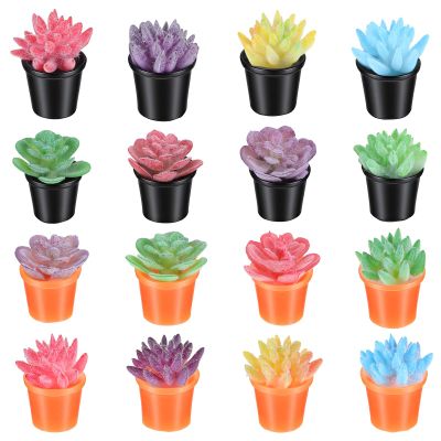 16Pcs Mini Plants for Miniature Dollhouse, Artificial Miniature Flowers Plant Tiny Bonsai Model, Mini Flowerpot Fake Succulent Doll House Small Desktop Decorative Miniatures Flower for Dollhouse Plant