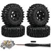 0.7" Beadlock Wheels and Tires 40 * 16mm Set Replacement for Axial SCX30 Upgrades 1/30 RC Crawler Car Ford Bronco K10 Ascent-32, CNC Machined Aluminum, with Foam Inserts, Black view 1