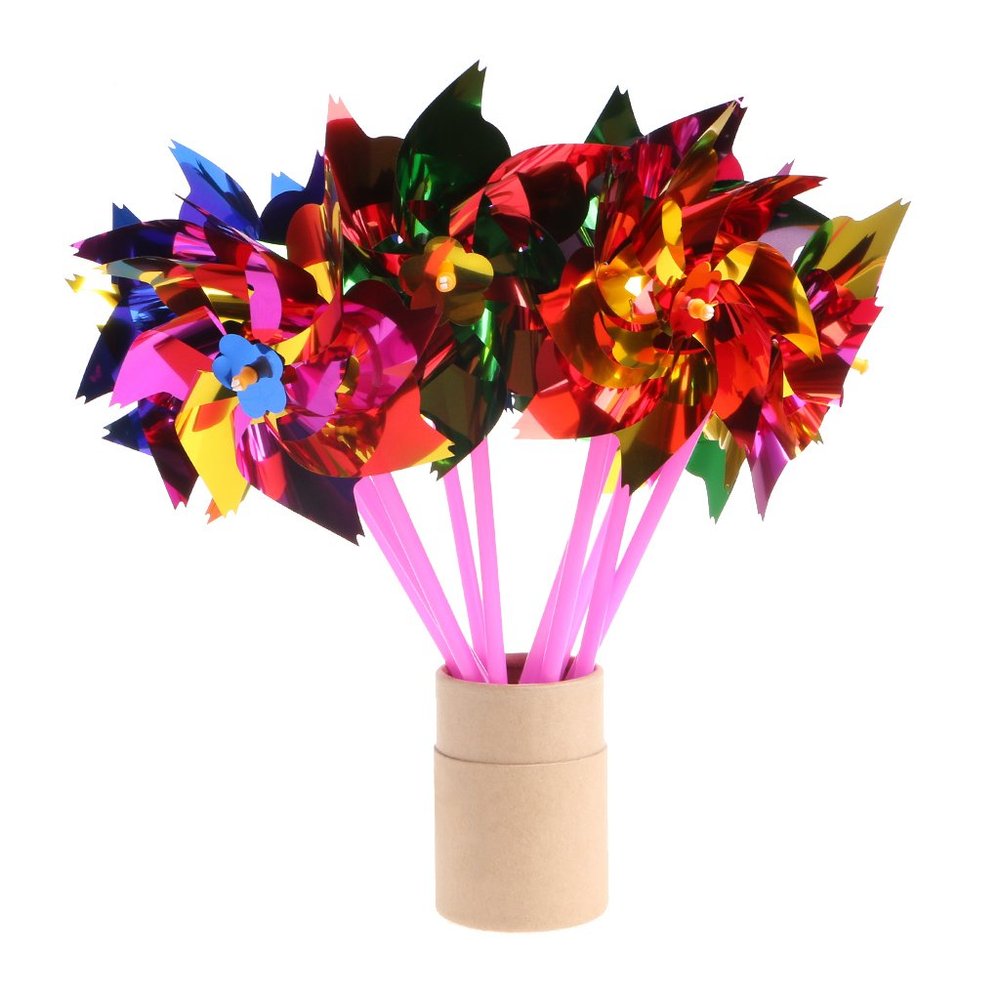 10pcs Windmill Pinwheel Wind Spinner Toy Garden Party Decor Pinwheels for Yard and Garden