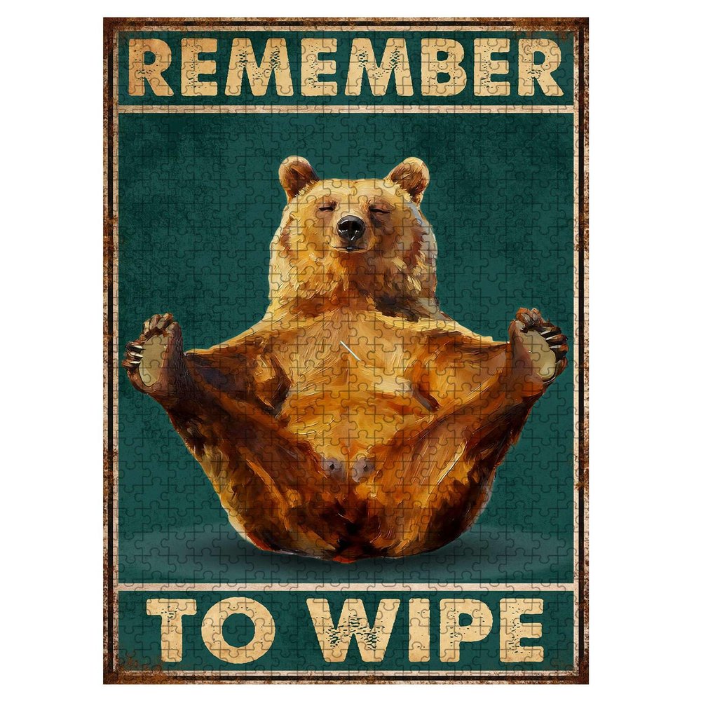 EVRISIGN 1000 Pieces Jigsaw Puzzles for Adults, Hello Sweet Cheeks Bear Art Puzzle, Stress Relief Hand-Eye Coordination Brain Teaser Puzzle 29.5x19.7 Inch