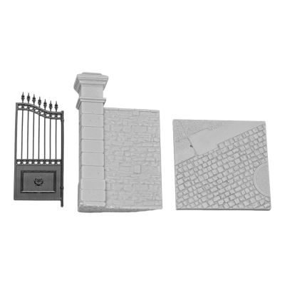 KiBcsLic Base with Gate & Wall Model, DIY Accessories, Collectible Miniature Scene Prop Model Building for Kids Gifts