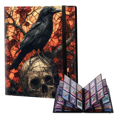 FXIANGWL 9-Pocket Card Binder, Gothic Ravens Grave 540 Pockets Side-Loading Collector Album, Dark Aesthetic Soul Series Card Book with Elastic Band, Fits Game & Sports Cards