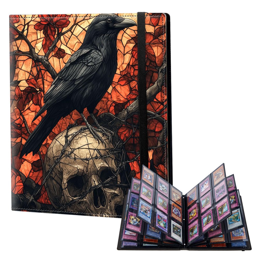 FXIANGWL 9-Pocket Card Binder, Gothic Ravens Grave 540 Pockets Side-Loading Collector Album, Dark Aesthetic Soul Series Card Book with Elastic Band, Fits Game & Sports Cards