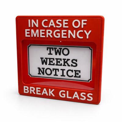 Break In Case of Emergency Sign 2 Weeks Notice Box Funny Office Desk Decor, Coworker Gag Gift, Quitting Job Gift
