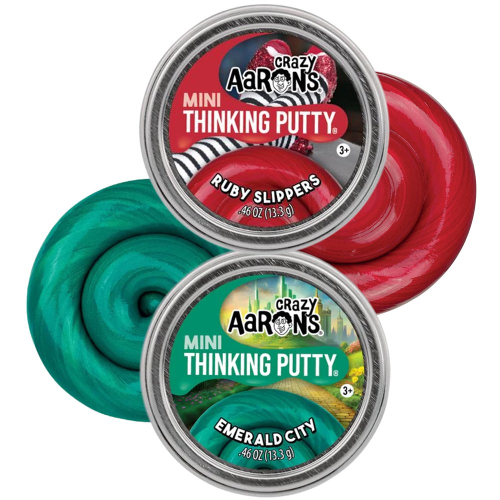 Crazy Aarons Ruby Red Slippers & Emerald City Green Putty 2 Pack Stretchable Sensory Fidget Toy Set, Shimmer & Metallic Putty for Kids & Adults (.47 oz Each) Non-Toxic Ages 3+ Made in USA