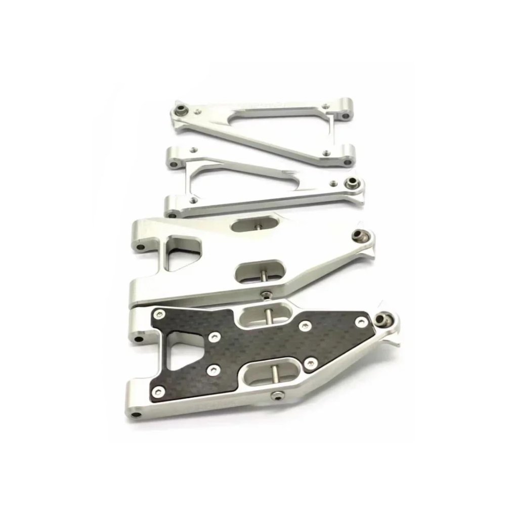 RC Suspension Arm For Losi For Rzr For Baja For Rey 1.0 2.0 1/10 7075Alu Upper Lower Suspension Arms RC Model Car Upgrade Repair Modify Accessories(Silver)