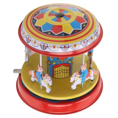 OPPWONG Carousel Horse Wind Up Toys, Retro Rotating Carousel Clockwork Toy, Vintage Look Toy for Birthday Gift, Christmas Party Decoration & Adult Collection
