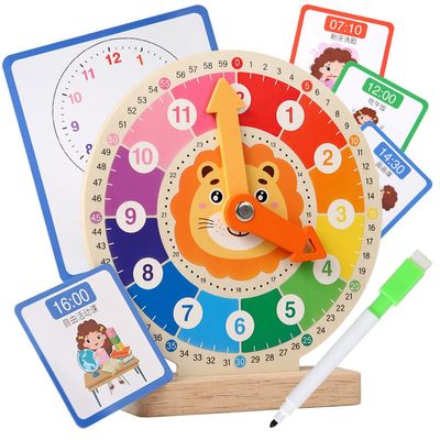 LLTCMAOYI Wooden Clock Teaching Aid, Cognitive Time Toy