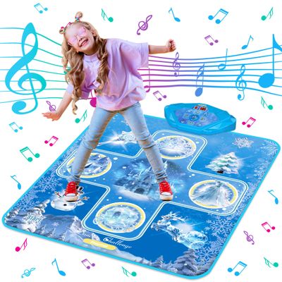 Kusntin Blue Dance Mat for Kids, Dance Toys Gifts for 3+ Years Girls Boys