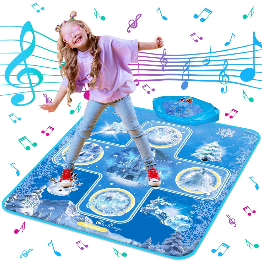 Kusntin Blue Dance Mat for Kids, Dance Toys Gifts for 3+ Years Girls Boys