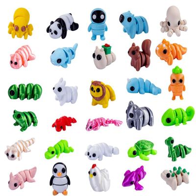 30 pcs Mini 3D Printed Animal Figurines, Flexible Articulated Fidget Toys for Kids, Cute Desk Decor Pets, Party Favors, Goodie Bag Stuffers, Gifts Students Carnival Prizes Rewards