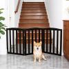 ZJSF Foldable Freestanding Indoor Dog Gate for House Wood White Long Pet Gates Dog Fence for Stairs Puppy Gates for Hallways, Puppy Gate,Support Feet Included, Black, 24 "Height-3 Panels view 2