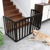 ZJSF Foldable Freestanding Indoor Dog Gate for House Wood White Long Pet Gates Dog Fence for Stairs Puppy Gates for Hallways, Puppy Gate,Support Feet Included, Black, 24 "Height-3 Panels view 3