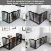 ZJSF Foldable Freestanding Indoor Dog Gate for House Wood White Long Pet Gates Dog Fence for Stairs Puppy Gates for Hallways, Puppy Gate,Support Feet Included, Black, 24 "Height-3 Panels view 4