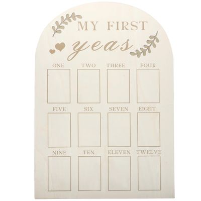 ELEOUTI Wooden Photo Frame First Year Milestone Board Newborn Keepsake Picture Frame Monthly Photo Display for Nursery Decor
