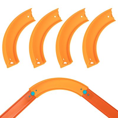 90 Degree Banked Turn Combo Pack of 4 for Hot Wheels Compatible Track Set,Combined into 180 Degrees (Orange)