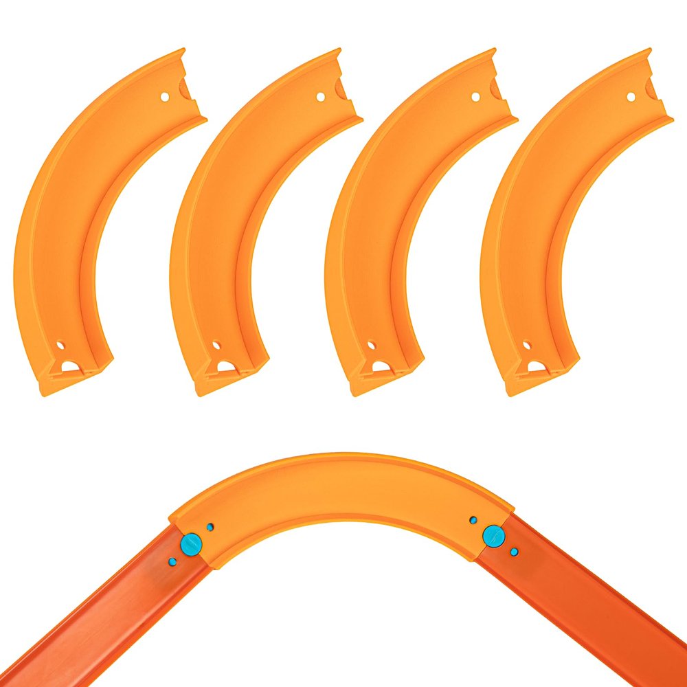 90 Degree Banked Turn Combo Pack of 4 for Hot Wheels Compatible Track Set,Combined into 180 Degrees (Orange)