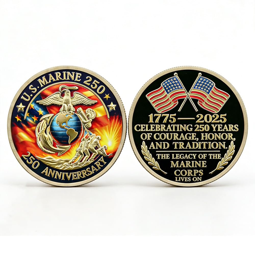 1775-2026 Anniversary Challenge Coin - Military Collectible for 250th Anniversary - Birthday Gift - Marine Veterans' Commemorative Souvenir