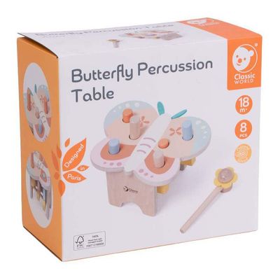 Classic World Wooden Toy Hammer Bench Butterfly for Toddlers