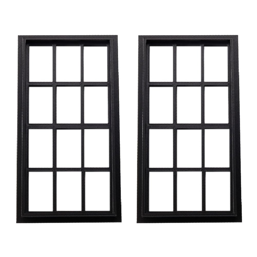 2pcs Black Dollhouse Windows Dollhouse Furniture 1 : 12 Scale Miniature 6-Pane Window Frame DIY Mini House Decoration Window Model Dollhouse Accessories