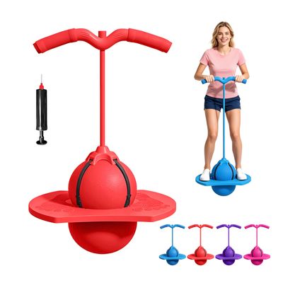 Balance Jumping Ball, Bounce Blaster,Pogo Ball with Handle and Balls Pump for Adults,Indoor & Outdoor Fun,Perfect for Balance,Coordination,And Fitness (Red)