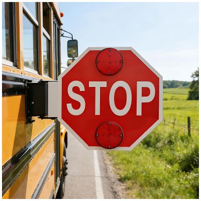 18 School Bus Parking Sign, Led Flashing Stop Sign, Traffic Sign Stop Board, Dc 12v/24v, 1/2/4 Pcs, Ip65,for Bus 1Pcs-12V