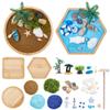 BEAMARKER Ocean Zen Garden Kit for Desk DIY Mini Sandbox Sand Table Kit with Bamboo Coaster Rake Decorative Sand Cobblestone Shell Beads Resin Decorations Artificial Plants Moss Desktop Decor view 1
