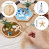 BEAMARKER Ocean Zen Garden Kit for Desk DIY Mini Sandbox Sand Table Kit with Bamboo Coaster Rake Decorative Sand Cobblestone Shell Beads Resin Decorations Artificial Plants Moss Desktop Decor view 3