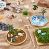 BEAMARKER Ocean Zen Garden Kit for Desk DIY Mini Sandbox Sand Table Kit with Bamboo Coaster Rake Decorative Sand Cobblestone Shell Beads Resin Decorations Artificial Plants Moss Desktop Decor view 4