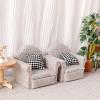 3 Sets 1:12 Scale Mini Dollhouse Couch with Pillow, Mini Furniture Single Sofa Chairs Micro Scene Decoration Dollhouse Furniture & Accessories Photo Props view 2