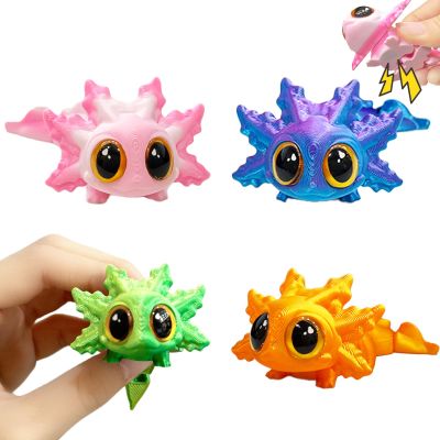 3D Printed Magnetic Axolotl Animals - 4PCS Articulated Salamander Toys for Adults, Decorative for Home, Office, KitchenRefrigerator, Metal Surfaces, Stocking Stuffers Bulk, Birthday Party Halloween