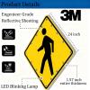 24" x 24" Solar LED Pedestrian Crossing Sign - Flashing Traffic Safety Alert, Durable Weatherproof Aluminum for Parks, Schools, Urban Roads & Communities view 4