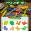 Jaeespon 14Pcs Dough Tools Play for Kids-Dough Accessories Dinosaur Rolling Pins Cutters Roller, Party Favors Toy for Ages 3+ view 3