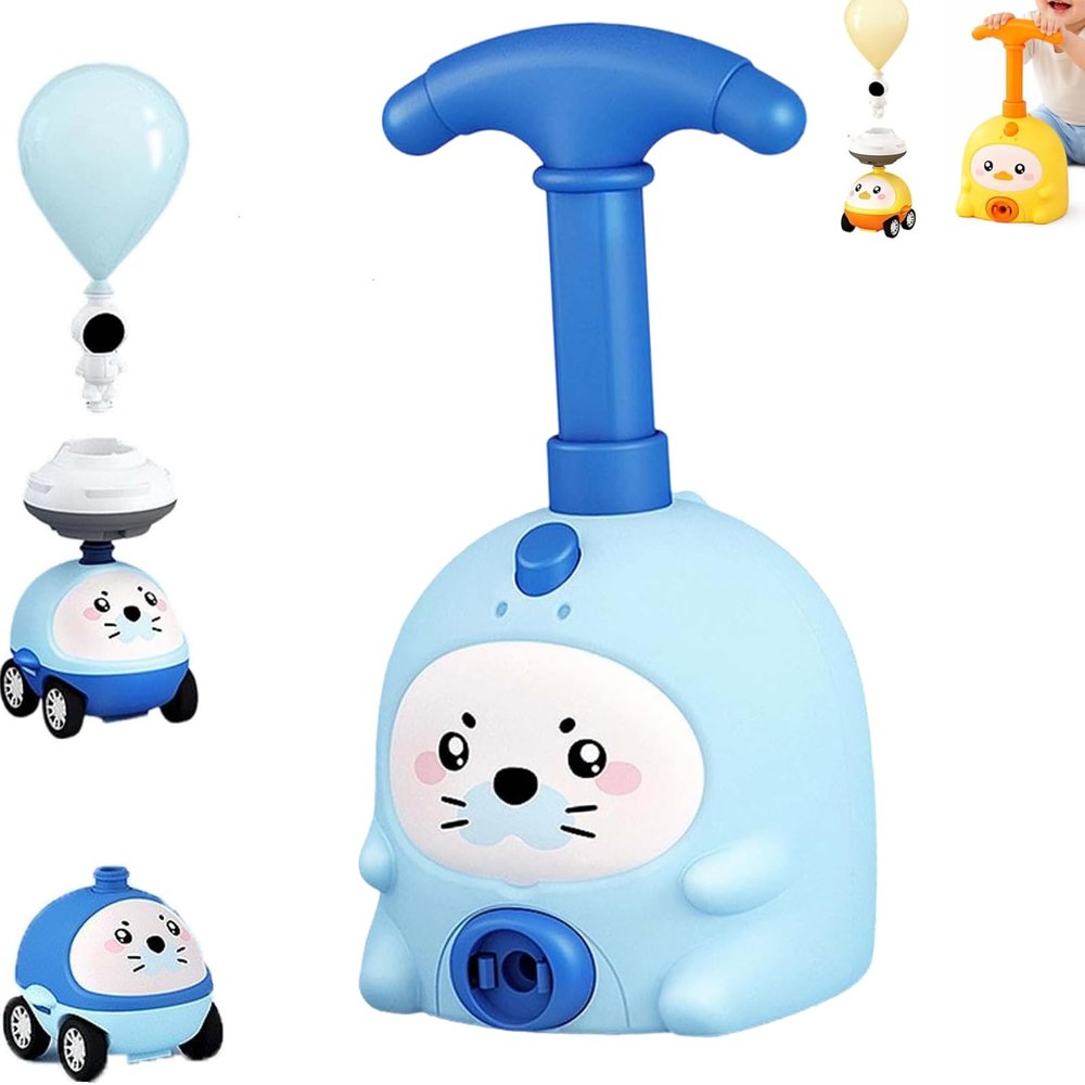 Animal Air Powered Balloon Car Toy, Children's Balloon Car,early Education and Intelligence, Air Powered Balloons Cars Launcher Set, 2-in-1 Races on Ground & Flies in Air for Party Fun (#A+2car)