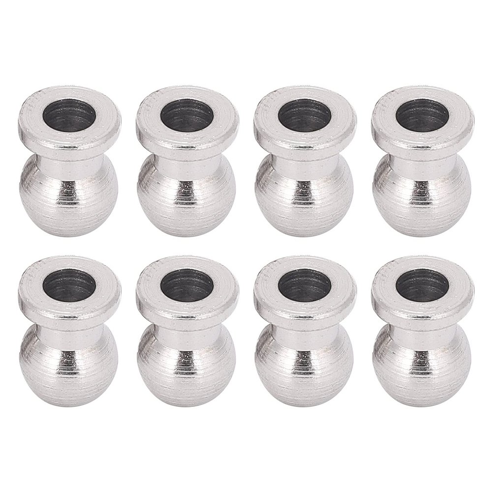 Alomejor 8Pcs RC Shock Damper Ball Head, Metal Silver with Improved Load Bearing, for 1 10 Hpi Hsp Losi Axial Himoto RC Car