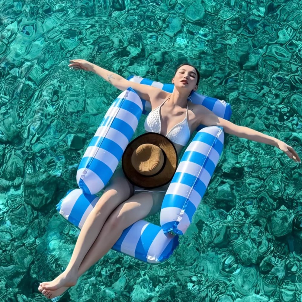 Heavy-Duty PVC Pool Chaise Lounge Chairs Floating, Swimming Inflatable Float in-Pool Lounger for Hotel/Guesthouse/Holiday Villa/Campsite/Beach Club(ligjt Grey,4pack)