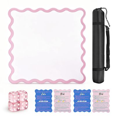 22in Scalloped Mahjong MatAnti Slip Noise Reduction Mahjong Accessoriemahjong Table MatMajiong Mat for TravelComes with 4 Dice and 1 Mahjong Mat Storage Bag,4 Mahjong Shuffle Cards (Pink)