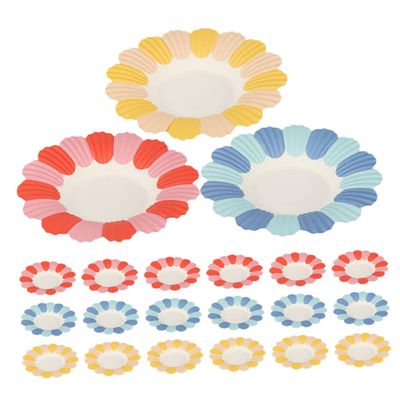 PACKOVE 150pcs Festive Dessert Paper Plates Set for s Party, Red Yellow Blue Paper Dinner Tableware, Disposable Floral Design for Home and Birthday Events