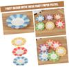 PACKOVE 150pcs Festive Dessert Paper Plates Set for s Party, Red Yellow Blue Paper Dinner Tableware, Disposable Floral Design for Home and Birthday Events view 3
