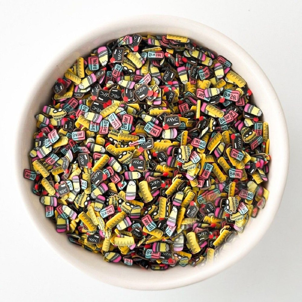 5mm Faux Back to School Sprinkle Mix, Teacher Theme Fake Sprinkles for Fake Bake, Slime, Nail Art, Resin Crafts, Tumbler Shakers, DIY Embellishments (30g Bag)