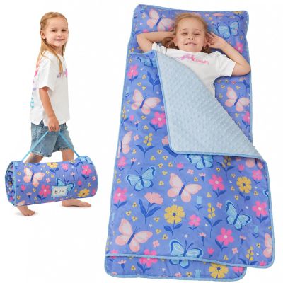 Toddler Nap Mat, Kids Sleeping Bag with Pillow & Minky Blanket, Boys Girls Extra Large Rolled Nap Mats for Preschool Daycare Camping Kindergarten