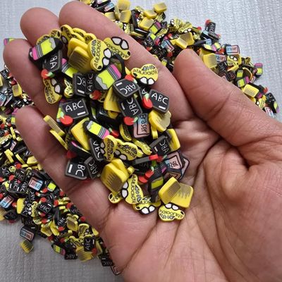 Back to School Polymer Clay Sprinkle Mix, 10mm School Bus, Pencil, Blackboard, Eraser Shapes, Fake Sprinkles for Crafts, Slime, Resin, Tumbler Shakers, DIY Decor (5g Bag)
