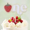Strawberry Cake Topper - Wooden Acrylic Berry Boys and Girls 1st Cake Topper for Baby First Year Birthday Party, Anniversary, Kids Birthday Decorations (Strawberry One Cake Topper) view 1