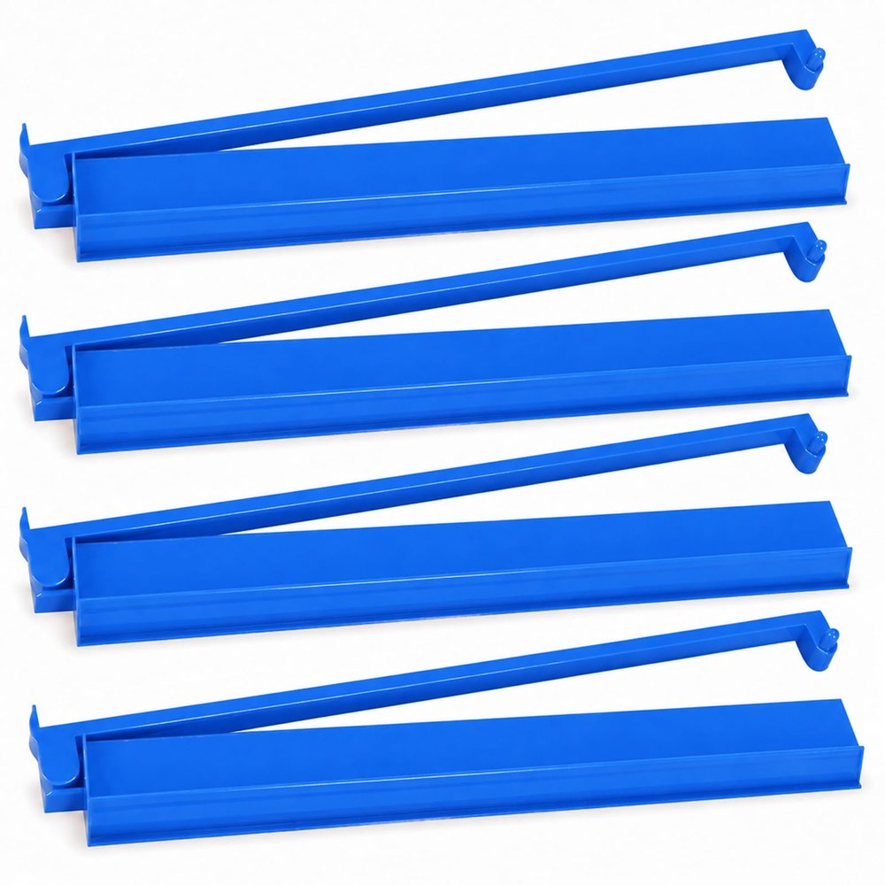 BIDELAV 4 Pcs 18.7" Mahjong Racks with Pushers, Non-Slip Acrylic Large Mahjong Racks for Game Night American Mah Jong Lovers Mahjong Accessories and Gifts (Blue)
