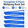 BIDELAV 4 Pcs 18.7" Mahjong Racks with Pushers, Non-Slip Acrylic Large Mahjong Racks for Game Night American Mah Jong Lovers Mahjong Accessories and Gifts (Blue) view 3