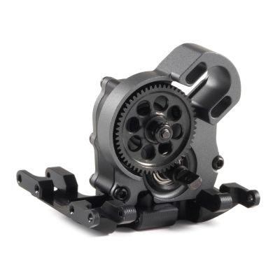 Aluminum MR24 Transmission Gearbox 21% OD Transmission with Delrin Skid for 1/24 SCX24 Custom Build RC Crawler Upgrade (Gray)